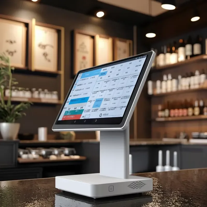 White 15.6 Inch Windows Inter Single Screen Touch Tablet POS Rotatable Full Metal for Retail Restaurants Bakery Coffee