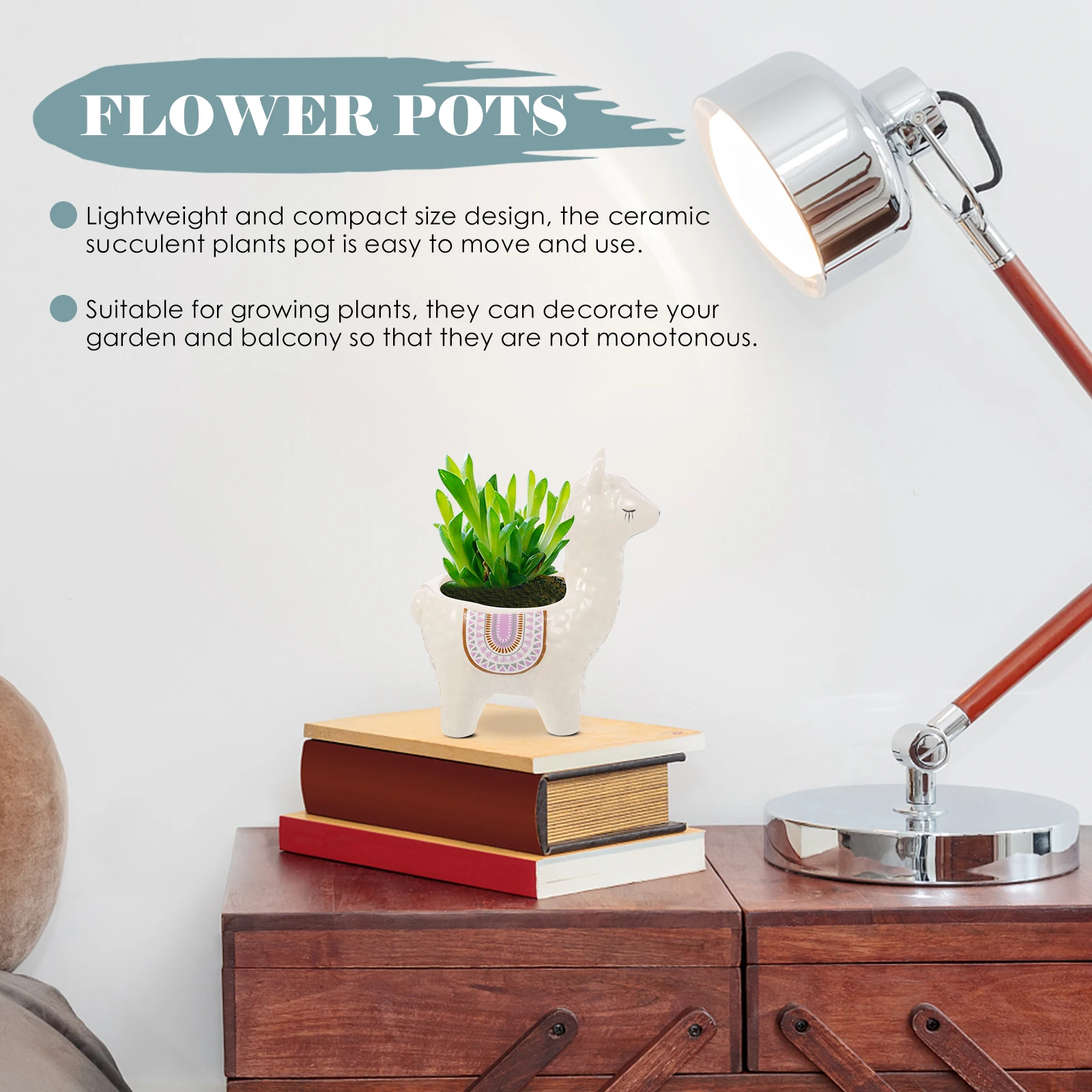 

Alpaca Flowerpot Ceramic Succulent Planter Desktop Office Decor Small Cute Cartoon Theme Plant Pots Alpaca Decor