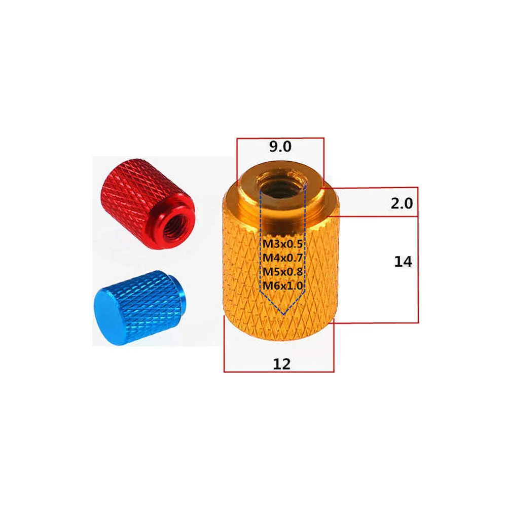 Aluminum Hatching Knurled Thumb Nut 10Pcs M3 M4 M5 M6 Thread Hand Tighten Adjustment Nut Blind Hole Extended Nut