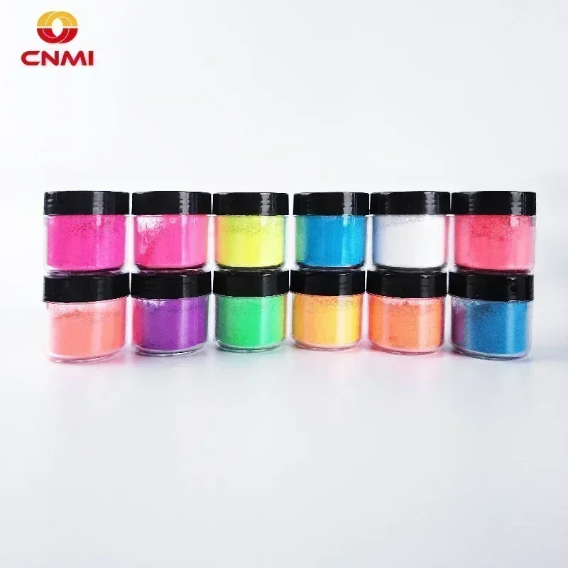 12Jars 5g Fluorenscence Mica Powder Epoxy Resin Pigment Neon Nail Eyeshadow Dust Effect DIY Glitter Decoration Manicure Supplies