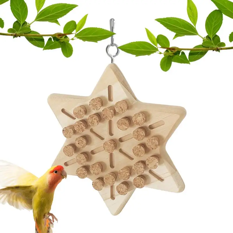 

Parrot Chewing Stopper Toy Perch Set, Wooden Biting Training and Foraging Bird Toys, Cork Treasure Hunt Games for Hiding Treat