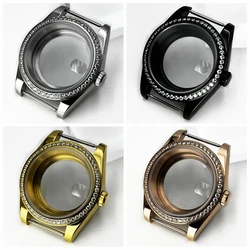 NH35 36/39mm Silver Waterproof Sapphire Glass Diamond Watch Case Fit NH34 NH35 NH36 ETA2824 2836 PT5000 Miyota82 Series Movement