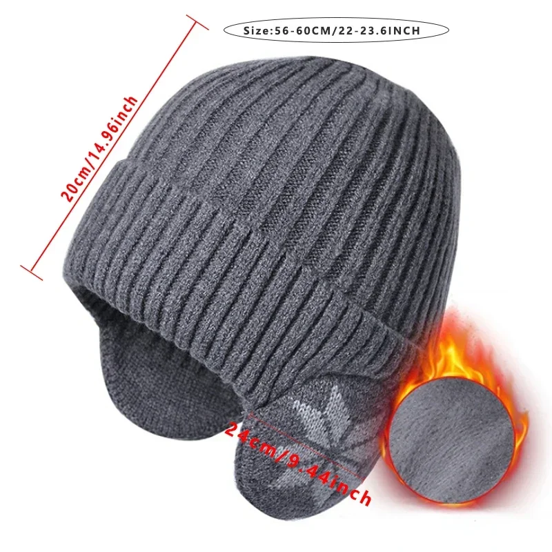 2024 Winter Earmuff Cap Men Warm Thickened Knitting Wool Beanie Women Outdoor Sports Windproof Thermal Ear Protection Hat Caps