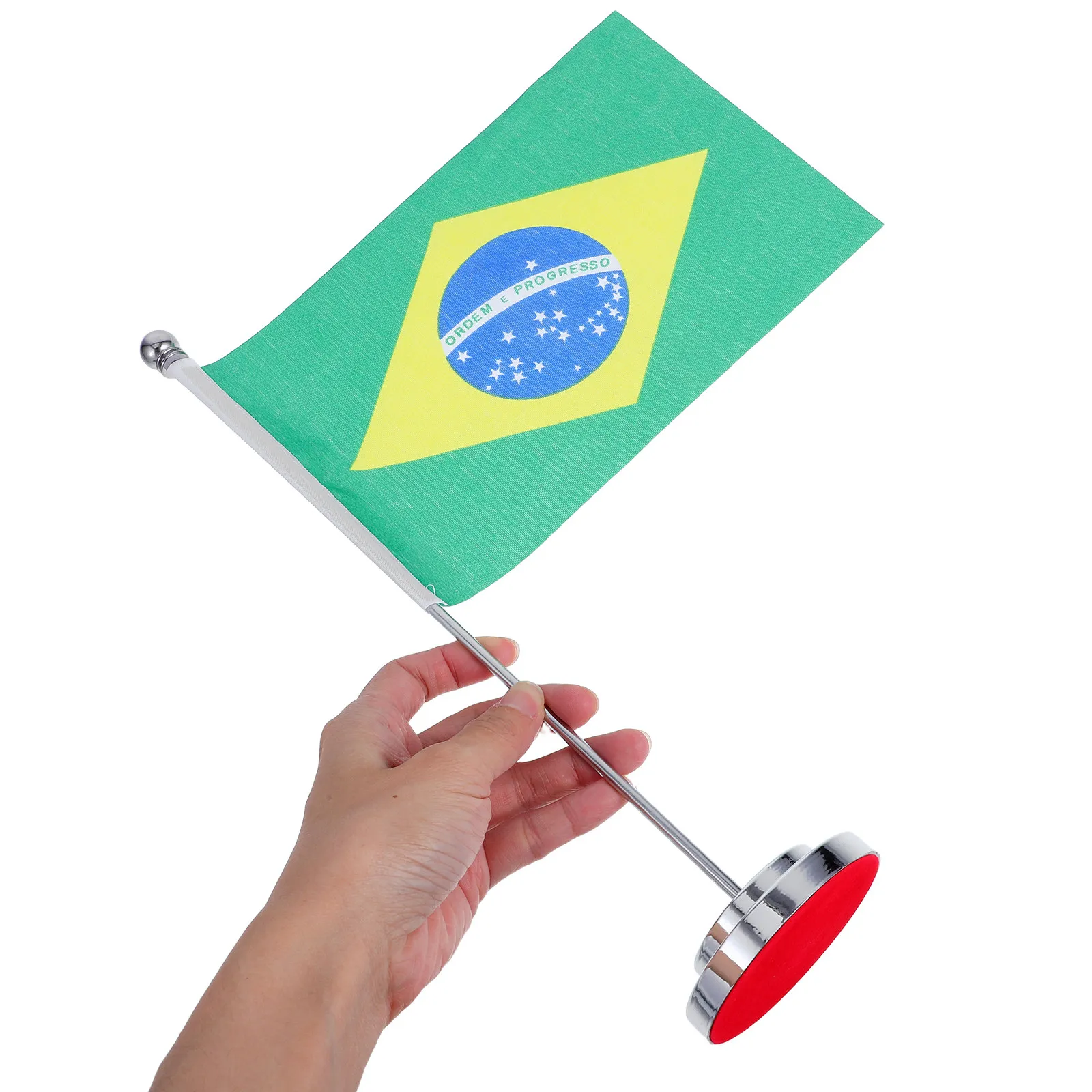 Small Brazil Desk Flag Polyester Easy Clean Sturdy Base for Tabletop Display Home Office Restaurant Festive Decoration