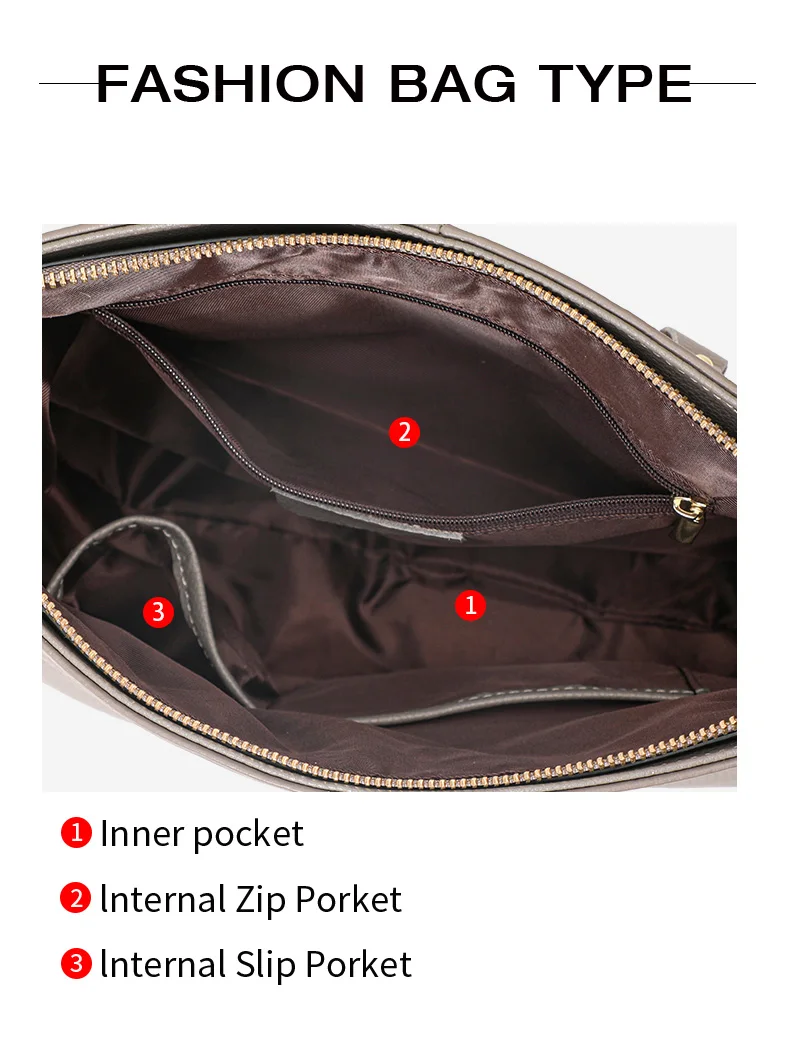 Echte Leder-Schultertasche für Damen, Aufbewahrungshandtasche, Schlichte und Leichte Graue Einkaufstasche – Detail 7