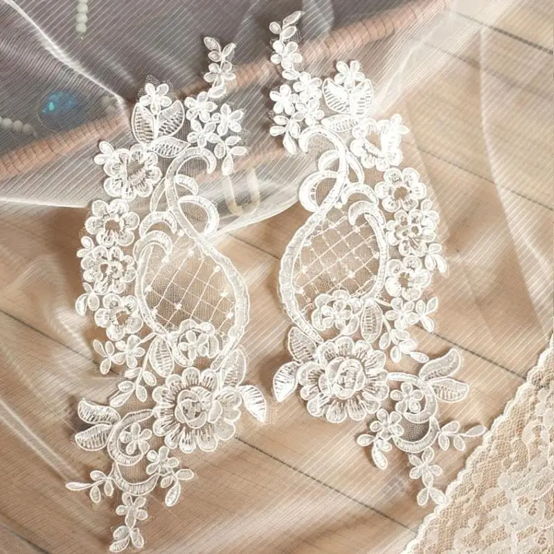 10 Stücke Stickerei-Blumen Exquisite Verzierungsaufnäher Spitzenapplikation Zum Aufnähen Stoff-Aufkleber Taschen- und Kleidungsdekoration – Detail 1