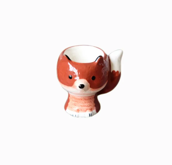 Creative Fox Egg Tray Ceramics Egg Boiler Squirrel Shap Tableware Decoration Lovely Kitchen Tools Egg Cups Egg Holder ZL006