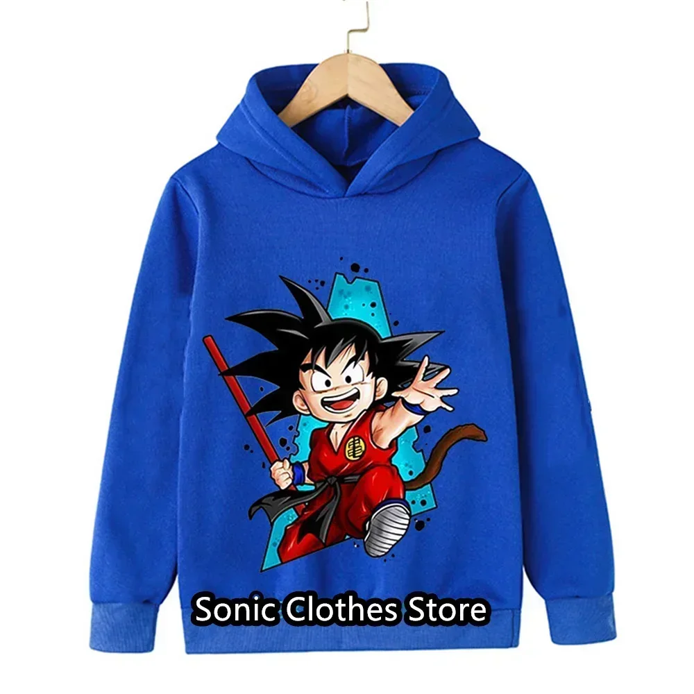 Moda Dragon Ball Z Bluza z kapturem dla dzieci Chłopcy i dziewczynki Bluza z nadrukiem 3D Luźny długi rękaw Wiosna Jesień Goku Veget Pullover