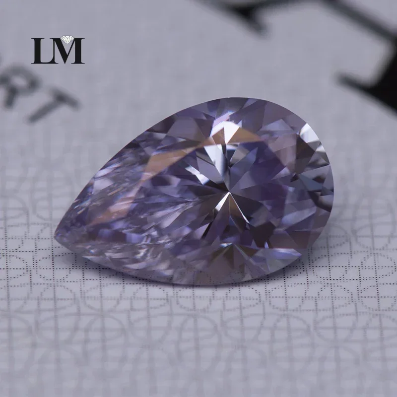 NEW Moissanite Loose Stone Light Purple Colour Pear Cut Gemstone Lab Created Diamond Jewelry Making Materials With Certifica
