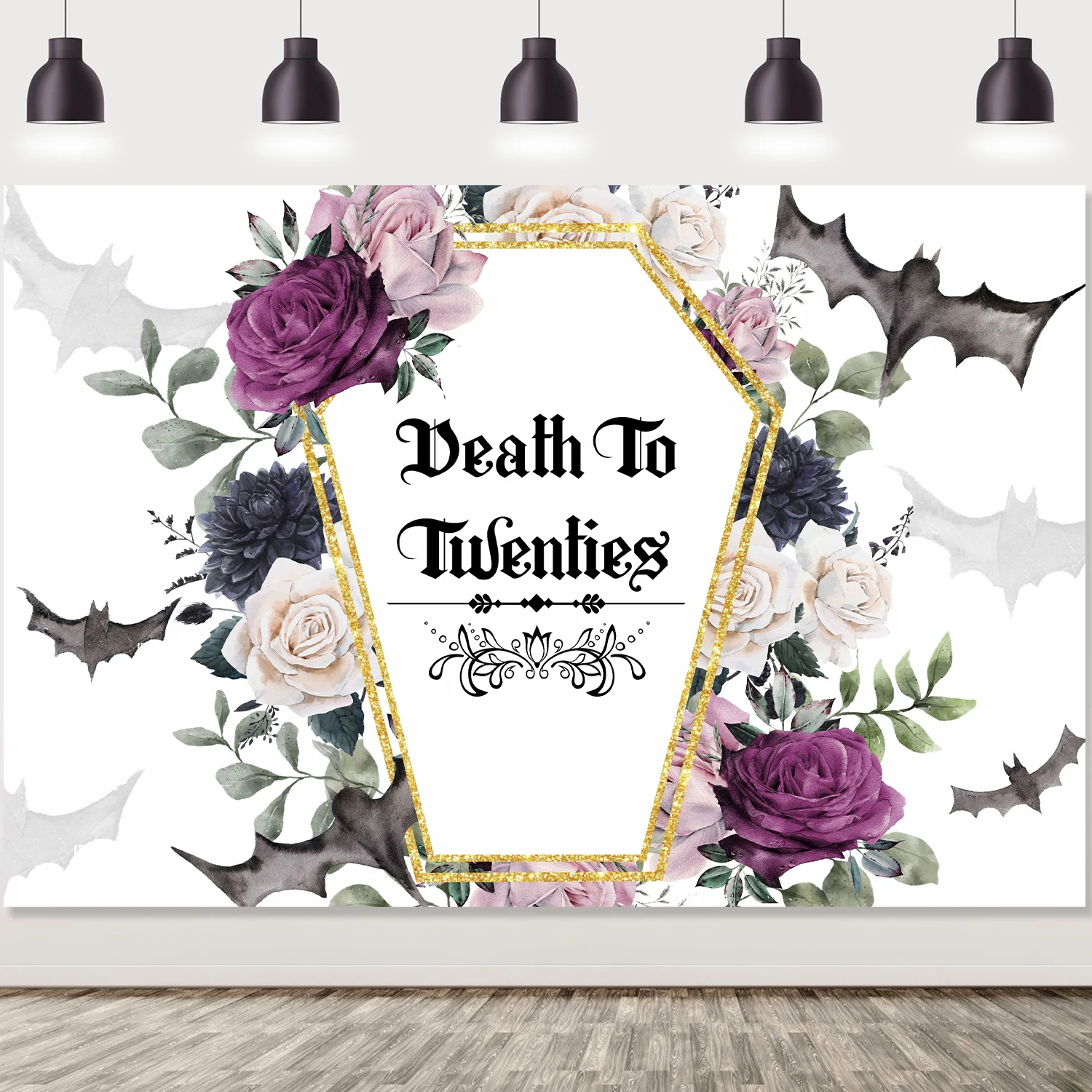 Death To My Twenties Backdrop Thirty Birthday Party Decoration,Gothic Skull Tombstone Black Photography Background