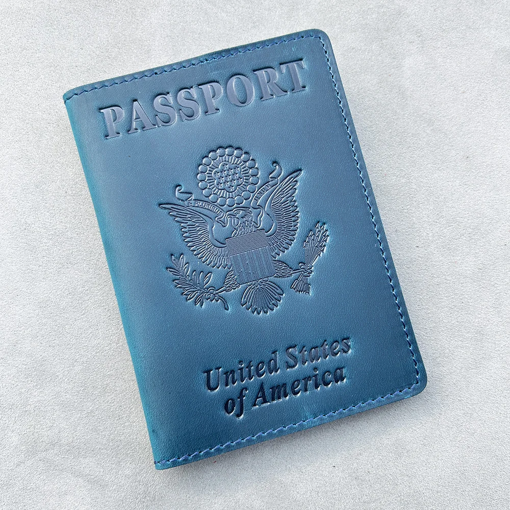 Couverture de Passeport Américain en Cuir group pour Homme, Poudres, Voyage aux États-Unis, 100%