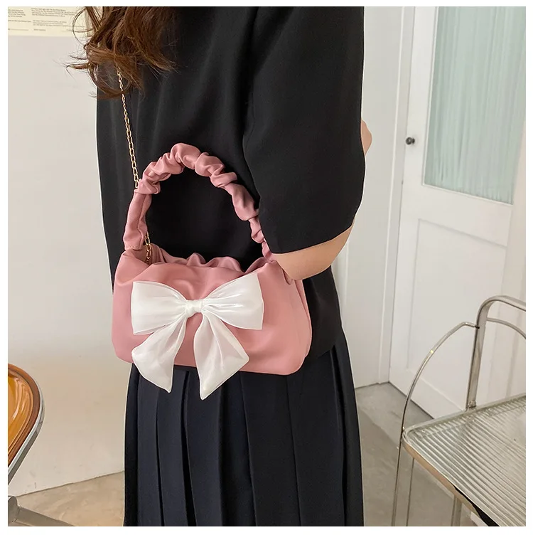 

Сумка через плечо из искусственной кожи, сумка через плечо с цепочкой, милая сумка через плечо с бантом и подмышками