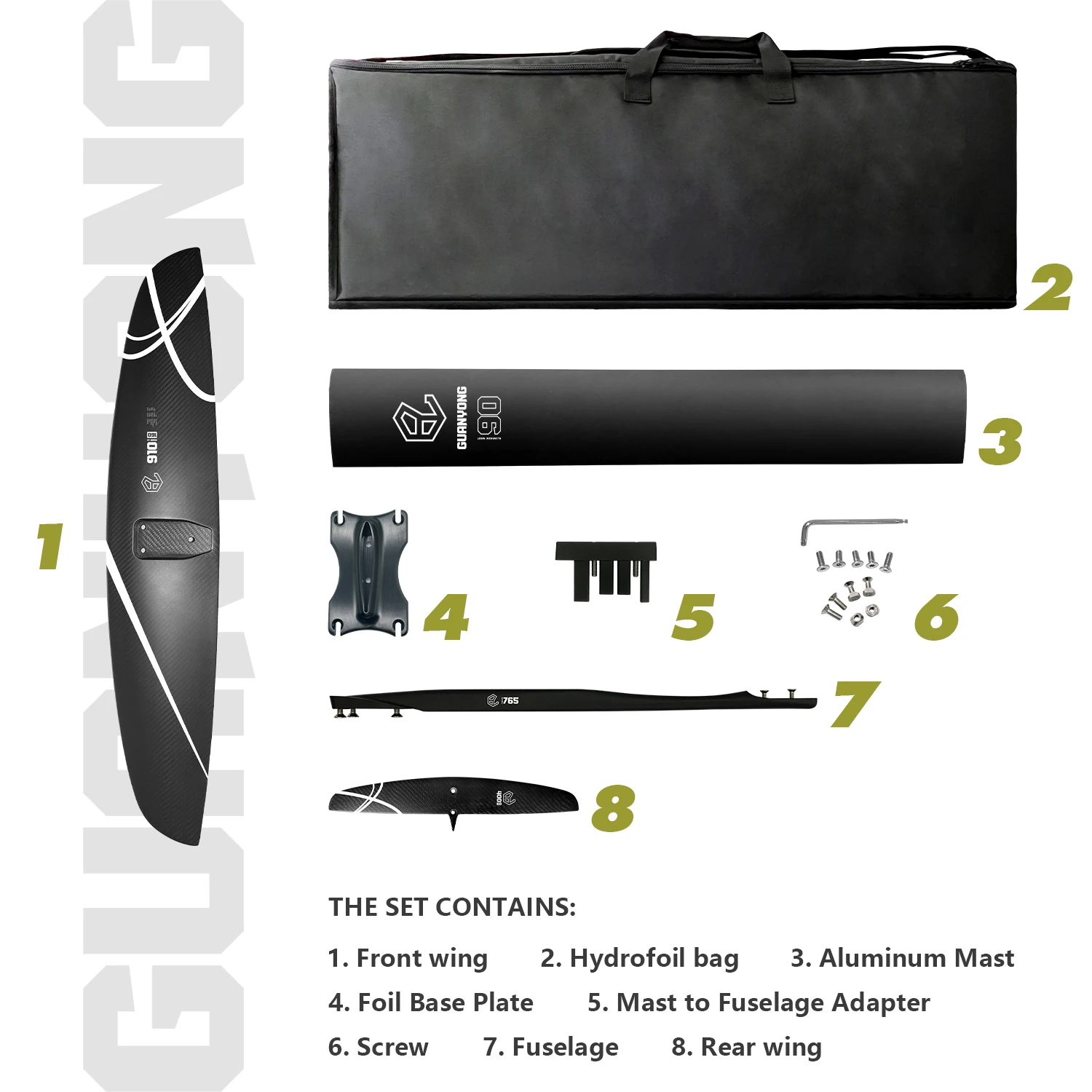 

GY-910 Carbon Fiber Hydrofoil 1218Sqcm for Windsurfing And Surfing Beginner Friendly Gliding Hydrodynamic Water Sports Equipment