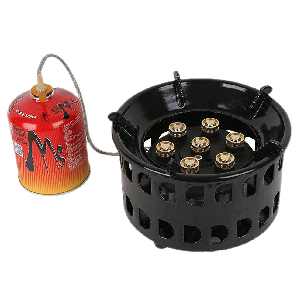 9800W  windproof  Seven burners outdoor  big power  outdoor  gas stoves picnic Cooking Gas Stove