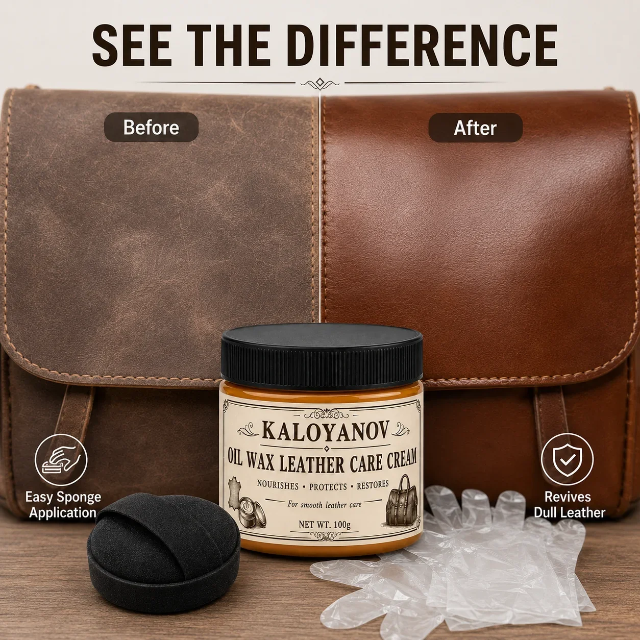 Oil Wax Leather Care Kit Restorer Cream Deep Conditioning Polish For Smooth Leather Shoes Boots Sofa Bags Jackets Car Seats Tool