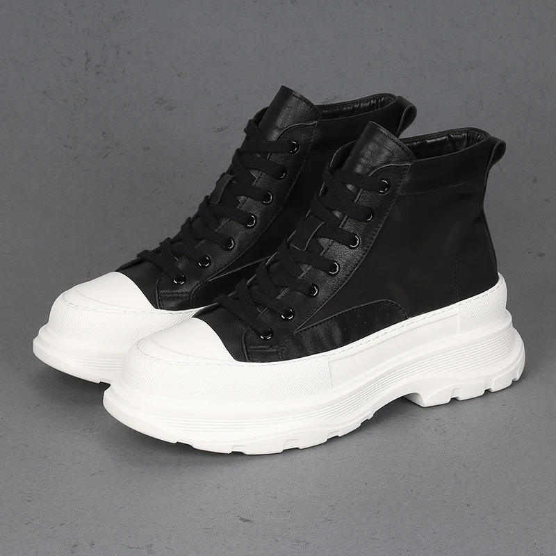 

New casual high-top canvas shoes, trendy, versatile, lightweight, comfortable, thick soles, height-increasing, wearable men's