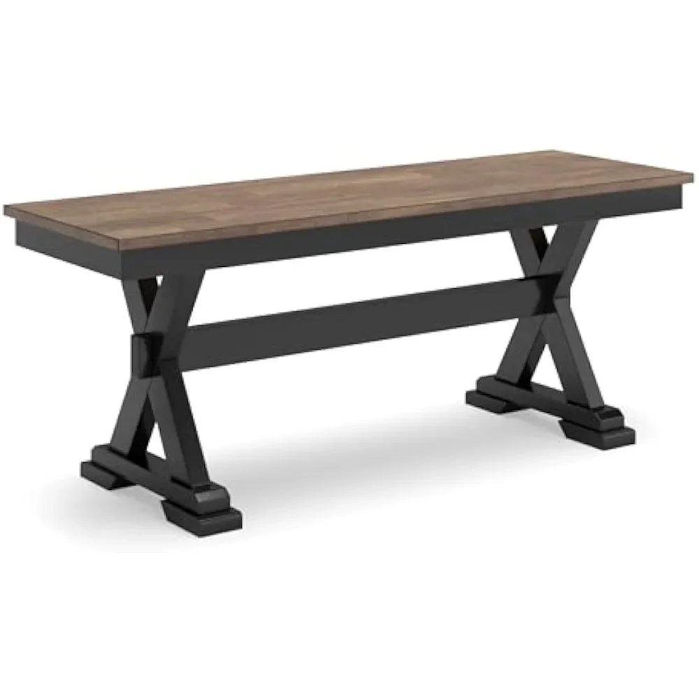 

Wildenauer Farmhouse 50" Dining Bench, Dark Brown & Black