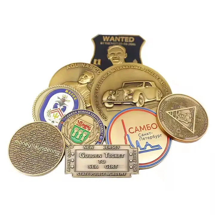 

Custom Metal Zinc Alloy Antique Bronze Plated Enamel Security Souvenir Coin