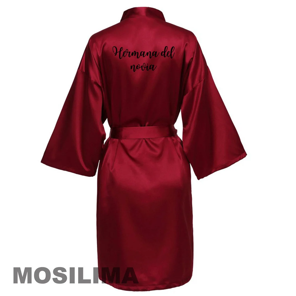 Women Silk Satin Short Night Printing Robe Kimono Robe Fashion Bath Robe Sexy Bathrobe Femme Wedding Bride Bridesmaid Robe SP521