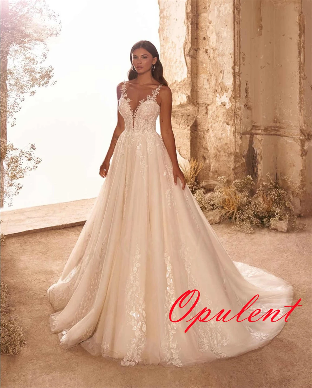 Customized Temperament White Tulle Wedding Dress High Quality Scoop Cap Sleeve Bridal Gowns Chapel Train Open Back Dress