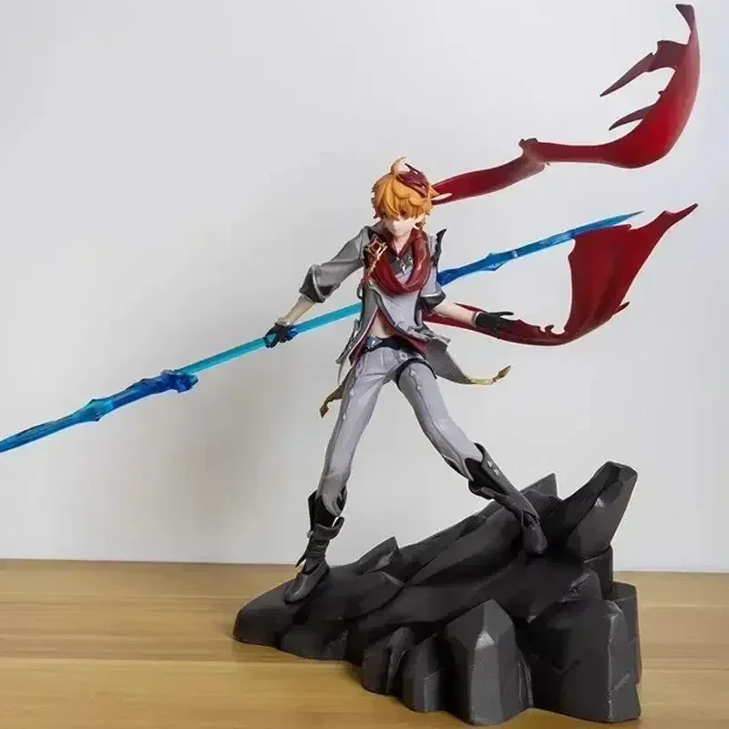 Genshin Impact PVC Tartaglia Anime Figurine, Battle Scene Action Figure, Coleção Estátua, Modelo Brinquedos para Crianças, Presentes de Natal, 34cm