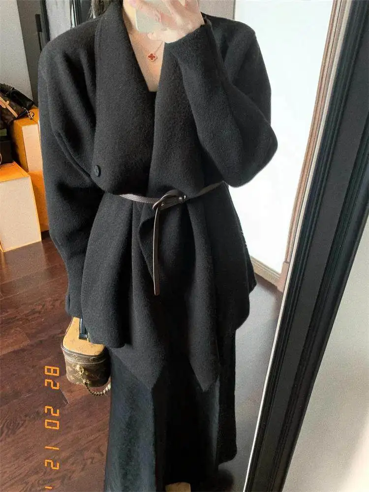 

Hebe Sle Women's Faion Set Ele f Skirt Clete Ootd Matching High Bla Jaet Casual Long Sve High Waist Spring