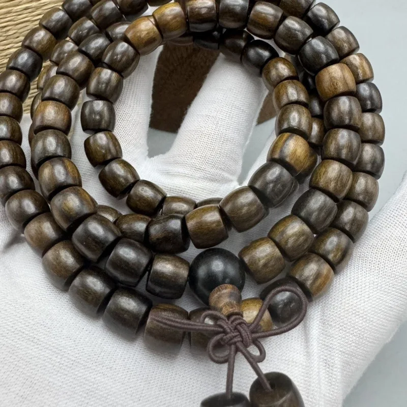 Vietnam Nha Trang White Kyara Agarwood 108 Natural Old Material Bracelet Buddhist Prayer Beads with Frost Finish - view 3