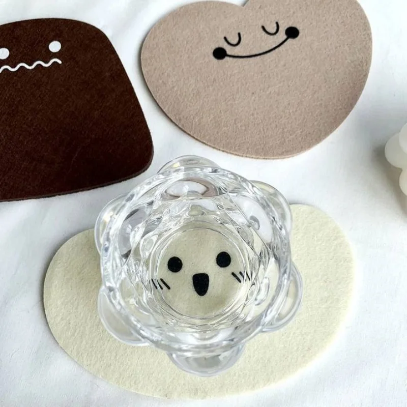 Cute Felt Coasters Fun Expression Household Table Heat Insulation Non-slip Mats Creative Cartoon Shaped Absorbent Coaster