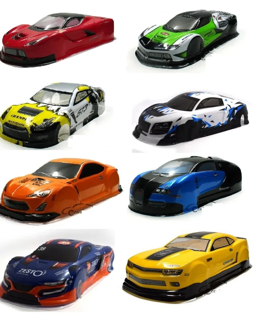 22 styles 1/10 PVC painted body shell/Accessories for 1/10 R/C drift racing cars 94123 190/195/200mm Width 255/260mm wheel base