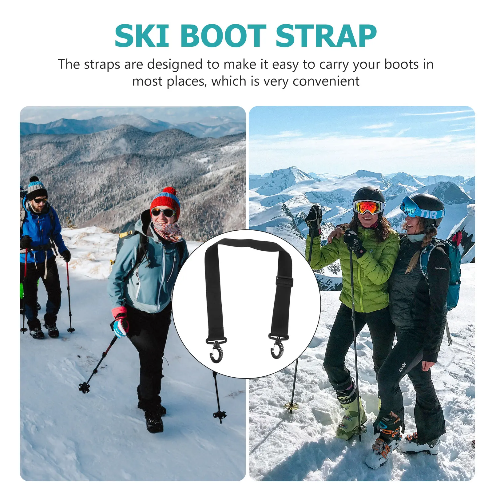 

4pcs Ski Boot Hand Carry Durable Nylon Adjustable Shoulder Strap For Skiing Snowboarding Boots Multi-Functional Sports Accessory