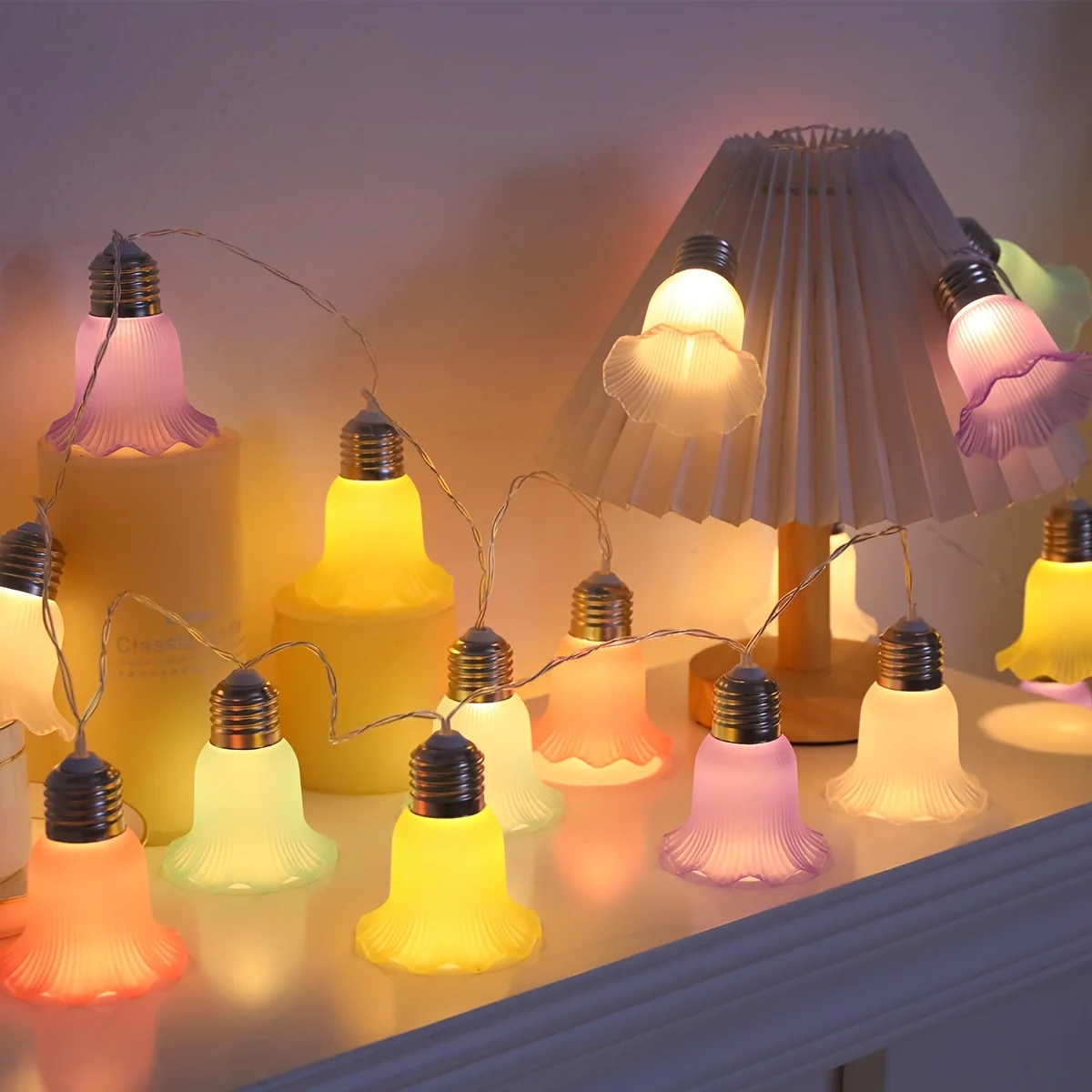 Lily of the Valley String Lights 8 Modes Flower Garland Aesthetic Light for Christmas Wedding Birthday Bedroom Decor Bell Lamp