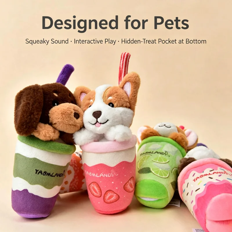 Interactive Squeaky Plush Dog Toy - Yaomland耐久性のある鳴き笛付きスナッフル犬用おもちゃ、柔らかいぬいぐるみ歯磨き噛みおもちゃ、小型犬・中型犬用ペットインタラクティブ用品