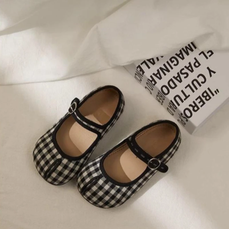 

Kids Girls All Season Fashion Footwear Casual Plaid Flats Comfortable Breathable Low Top Shoes for Toddlers