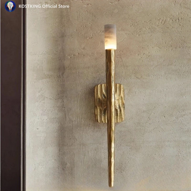 Popular Style Spanish Natural Marble Wall Lamp Simple Modern Light Luxury Creative Restaurant Study Creative Highend Lighting