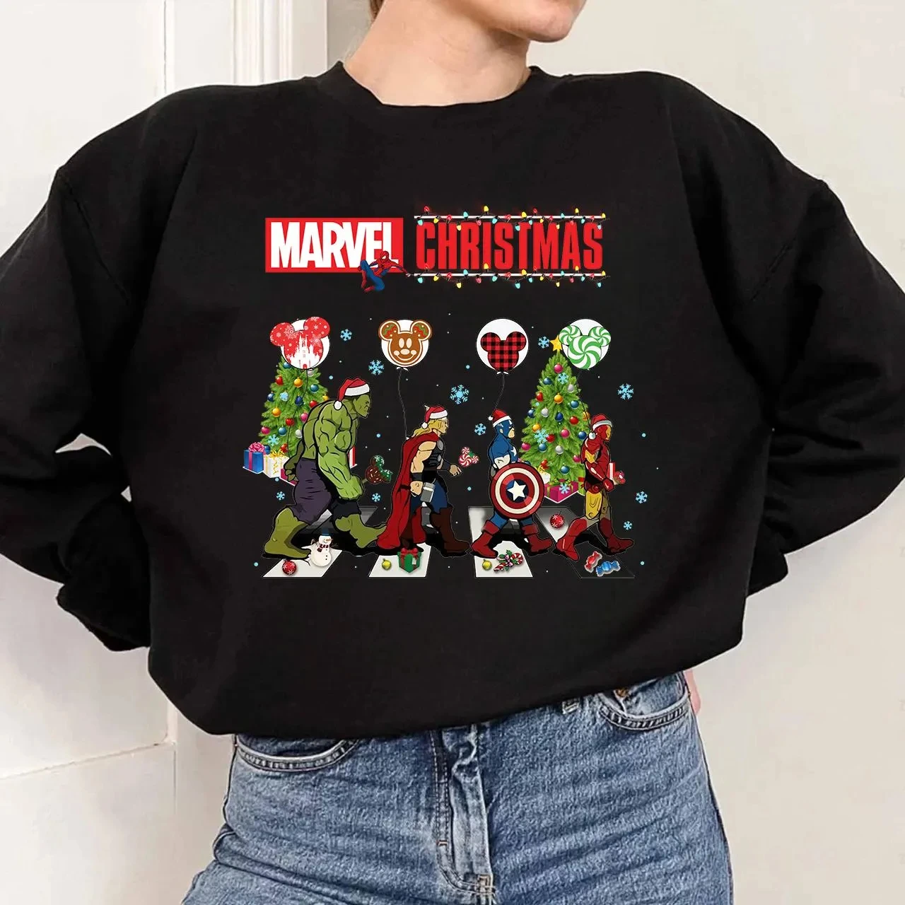 

Marvel Christmas 2025 Shirt Avengers Team Sweatshirt Superhero Christmas Tee Avengers Fan Balloon Shirt