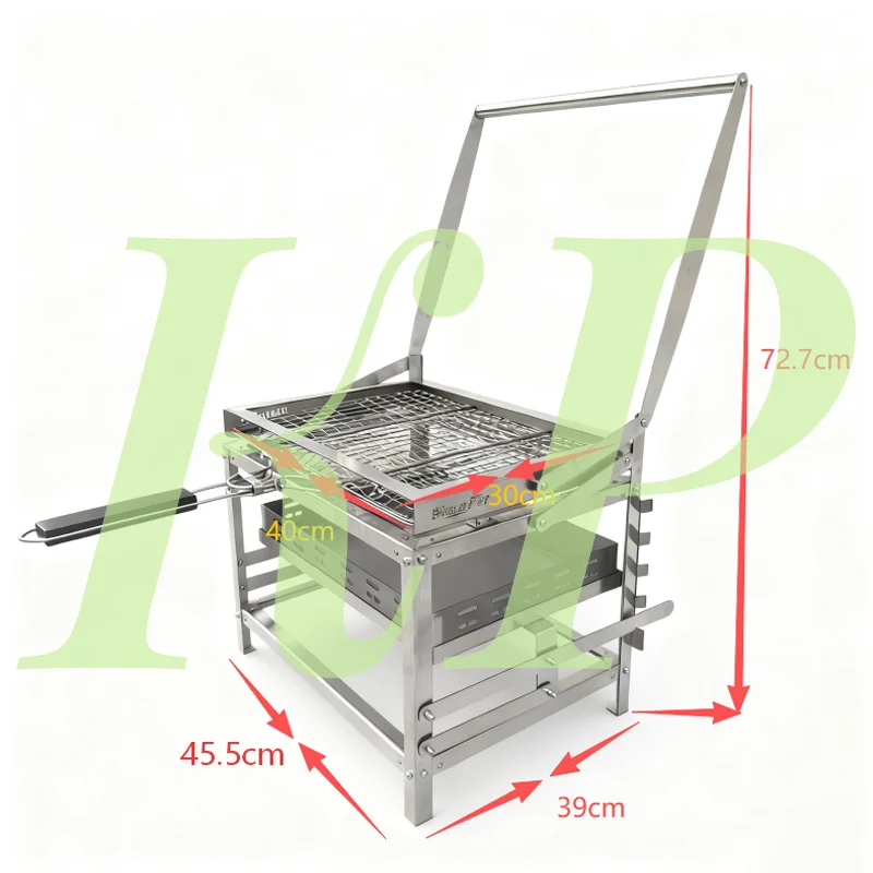 Portable Charcoal Bbq Grill Featuring a Flipping Mechanism in Sturdy Stainless Steel for Durability