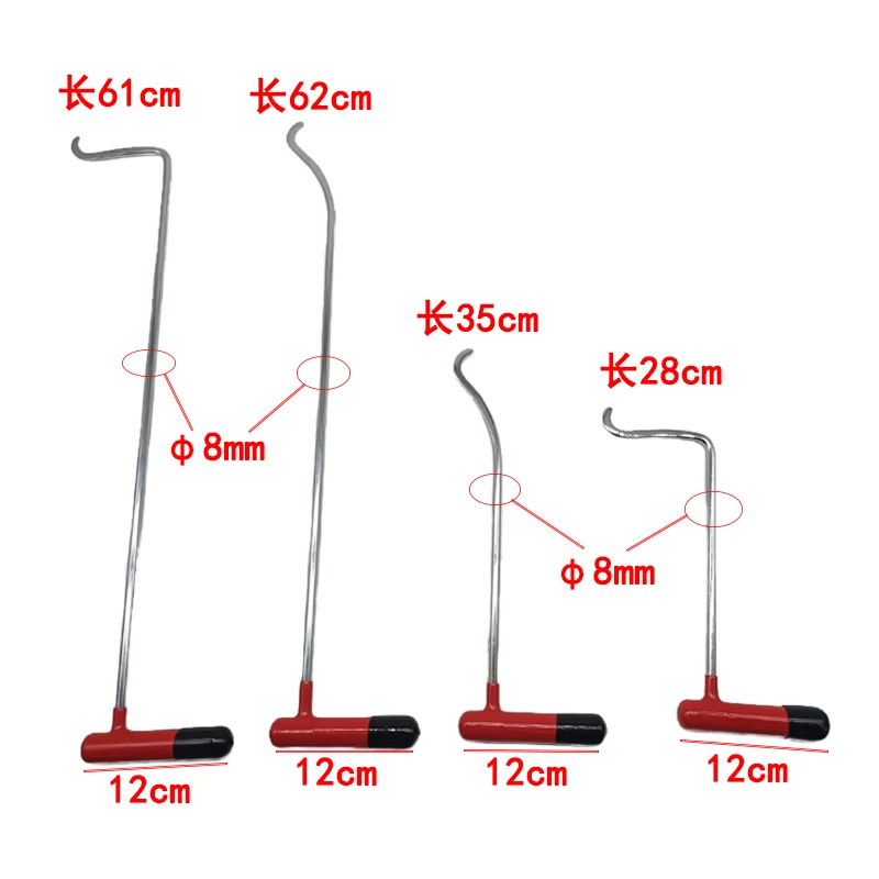 

Набор из 4 пружинных стальных прутков PDR (8 мм, 28-61 см) с Т-образными крюками для удаления вмятин на кузове автомобиля и ремонта после градобитых вспышек