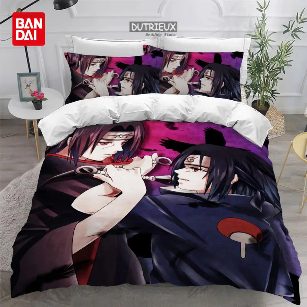 Ninja Uzumaki Uchiha Naruto Bedding Set Anime Duvet Cover Quilt Cover Pillowcase Double Size Kids Bedroom Bed Linen Decoration