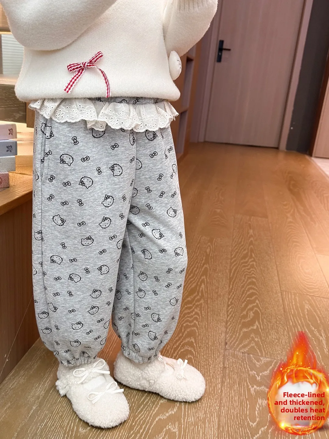 

Зимние вязаные брюки Thiened Fce для маленьких девочек, длинные брюки с высокой талией, повседневные асимметричные брюки для поездок на работу