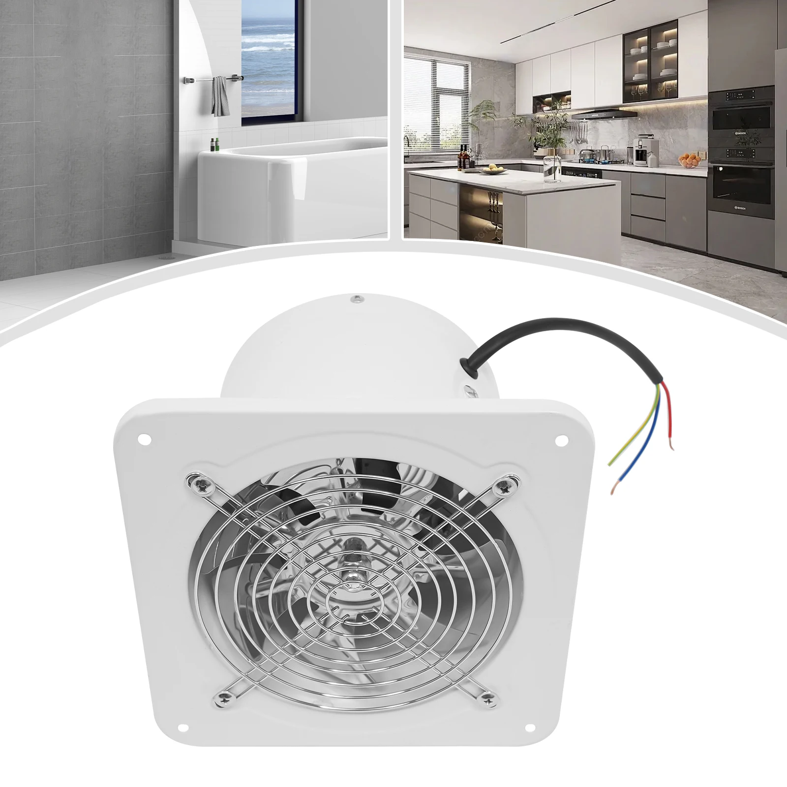 220V 6 pollici Ventilatore di scarico ad alta velocità Ventilatore d'aria domestico Cucina Bagno Soffitto Silenzioso Ventilatore di scarico Resistenza alla corrosione