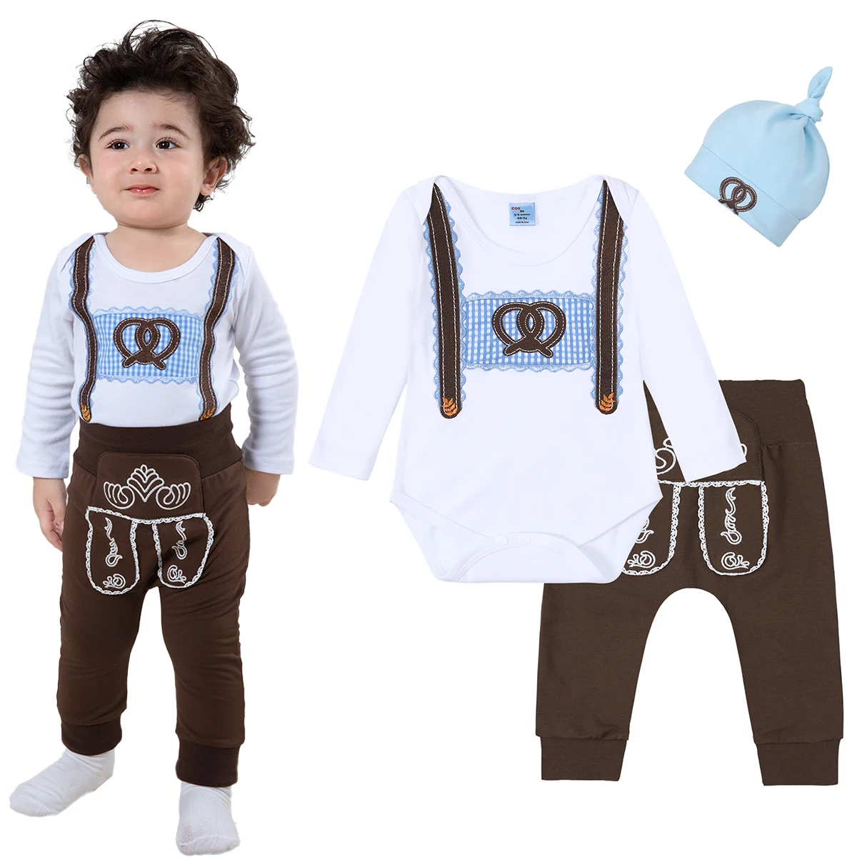 Beer Baby Clothes Oktoberfest Costume for Infant Boy German Beer Festival Outfit Newborn Classic Bavarian Set Cosplay Halloween