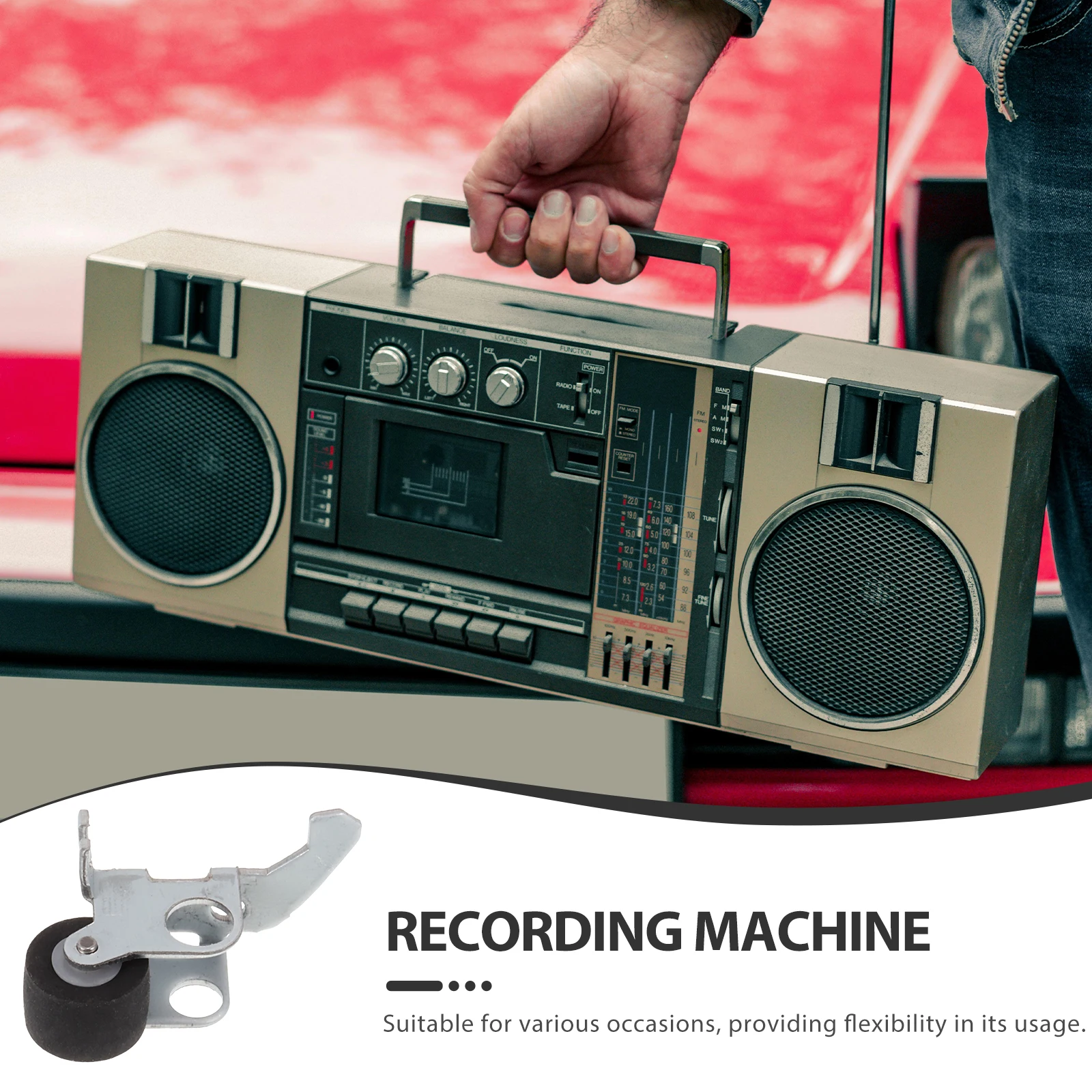 

4pcs Pressure Belt Wheel Iron Frame 9mm Pinch Roller for Recorder Maintenance Rubber Pulley Bearing Cassette Deck Repair