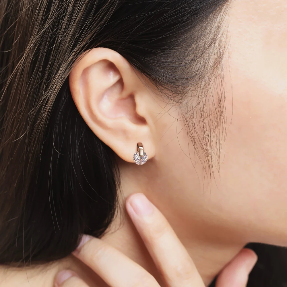 Classic Shiny Cubic Zirconia Ear Earrings For Women Rose Gold Color Cute Mini Ear Accessories Lobe Fashion Jewelry E547