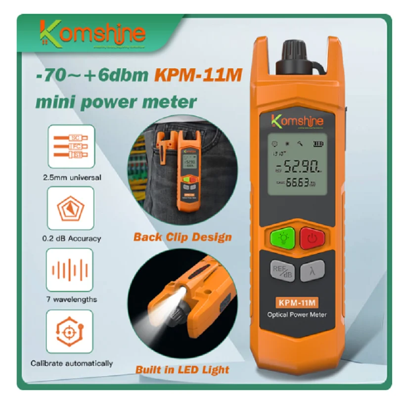 Komshine-Fiber Optic Trafic Identifier, KFI-35/45, 10MW VFL, Power Meter Function, LED Light, New Design, 2023