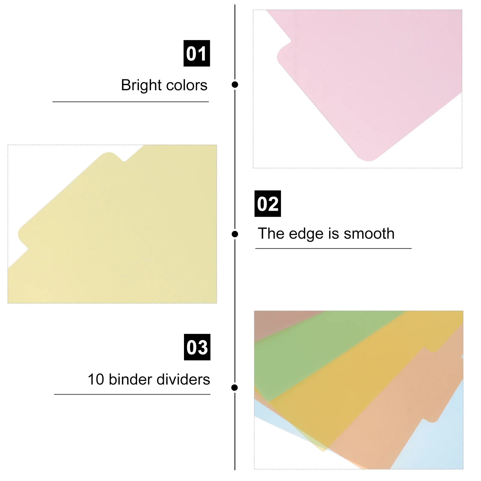 10Pcs Multicolor Index Dividers Label A4 Smooth Surface Long Lasting Office Use Binder Dividers Labels Paper Tab
