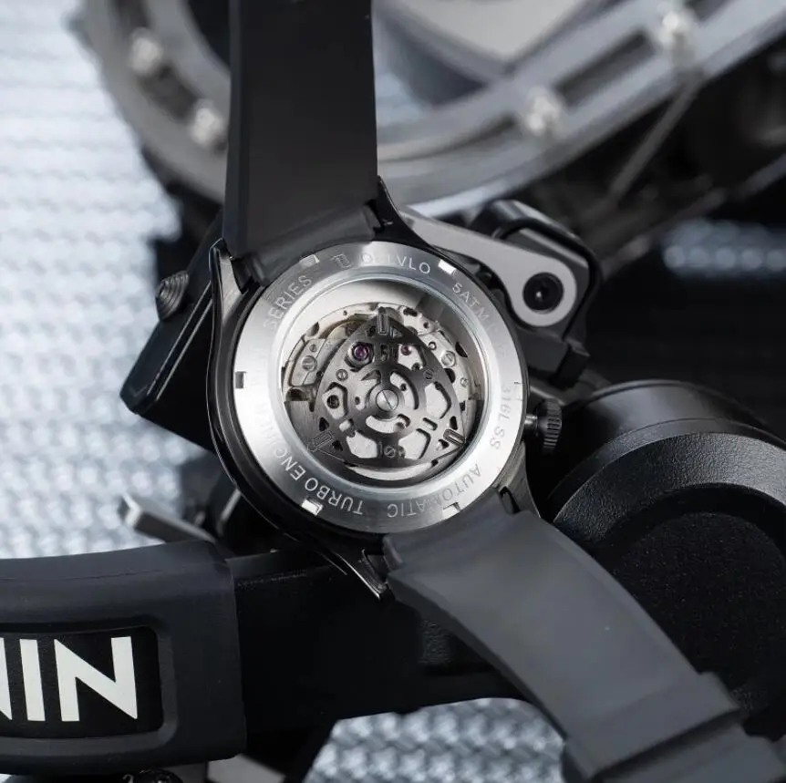 OBLVLO ساعة أوتوماتيكية للرجال 42 مللي متر تصميم جديد ساعة اليد الميكانيكية مضيئة 50 متر مقاوم للماء الياقوت الصغيرة الدوار الهاتفي