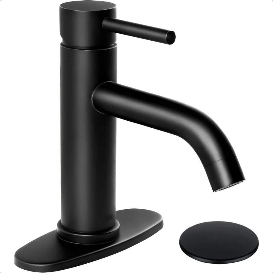 

Bathroom Sink Faucet Single Handle Stainl Steel Lavatory Commercial Bathroom Faucets Bathtub Basin Vanity Faucets with Deck Pla