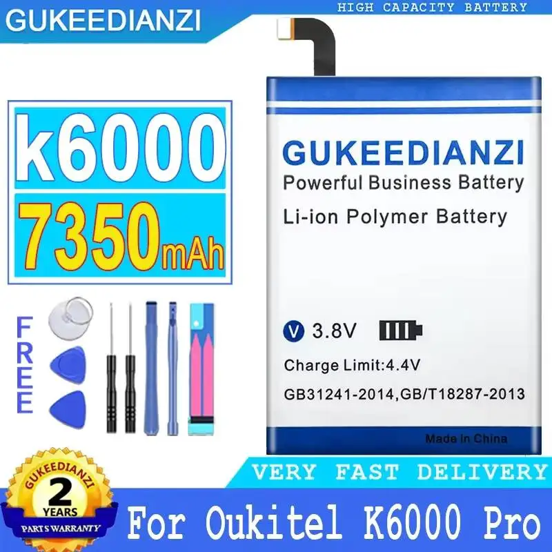 Аккумулятор для мобильного телефона Oukitel K6000 Pro, надежная мощность, 7350 мАч