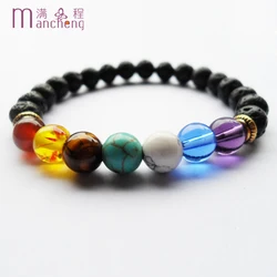 official-website 2 rupee item 1pcs Volcanic 7 Chakra Bracelet Lava Yoga Bracelet Healing Reiki Prayer Balance Buddha Bracelet