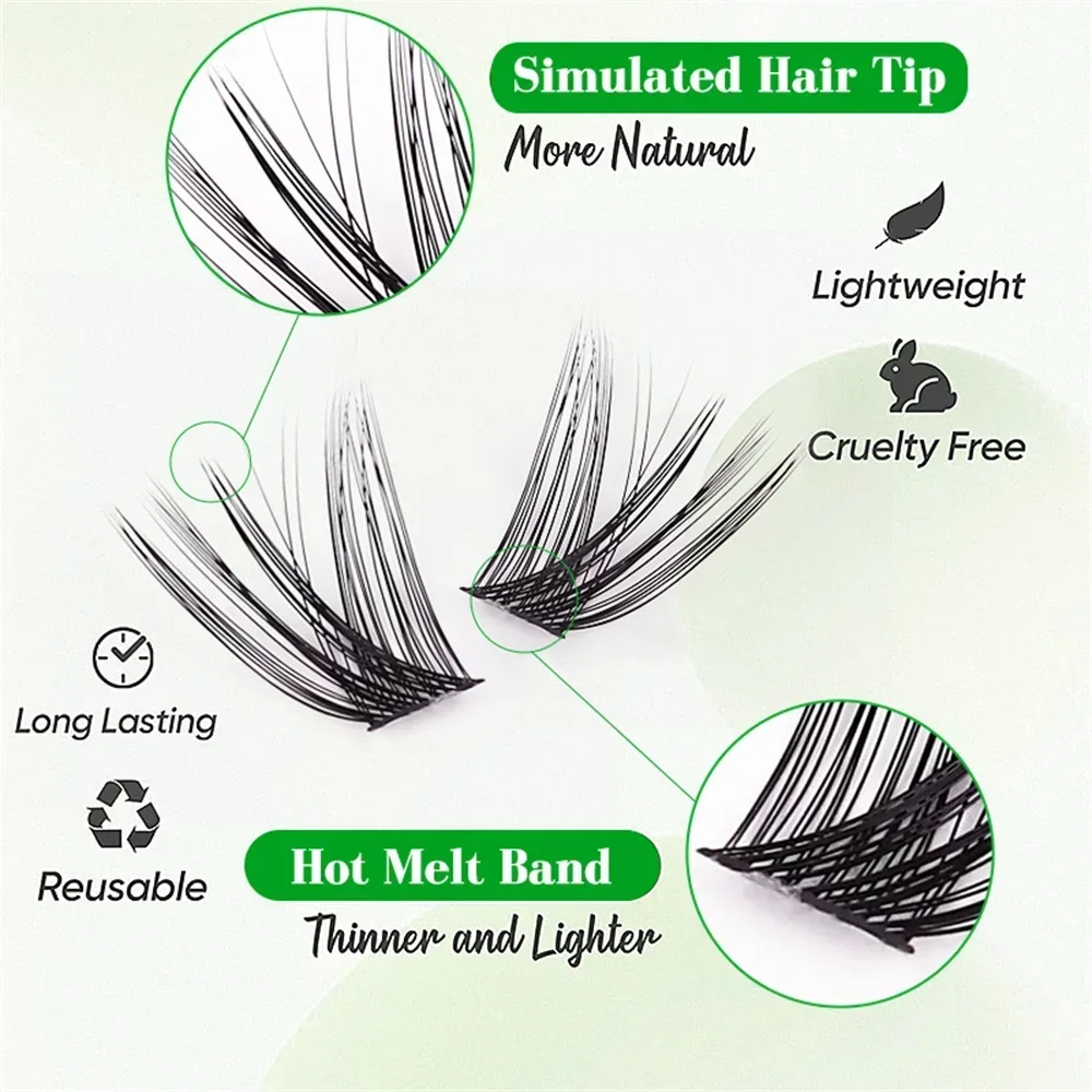 Wimperncluster, 120 Stück, Cluster-Wimpern, 8–16 mm, individuelle Wimpernverlängerung, natürlicher Look, flauschige Cluster-Wimpern, DIY-Wimpernverlängerung – Detail 4